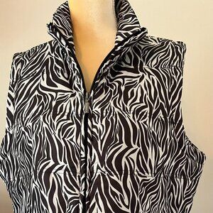 Zebra print vest/ front zipper/ X Large/ Jane Ashby